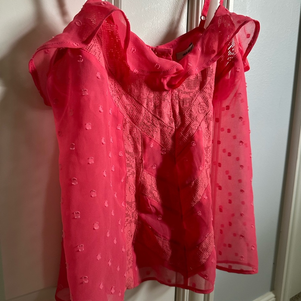 Kimchi Blue 💕 Hot Pink Sheer Swiss Dot Cami